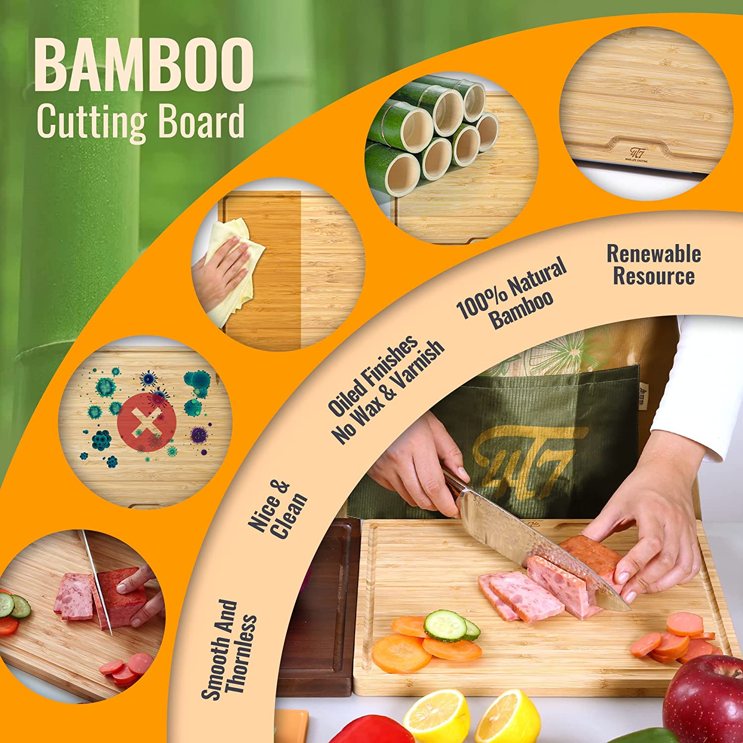 Meal Prep System - Bamboo Cutting Board - The Quick & Easy Meal Prep  Solution, Grey 