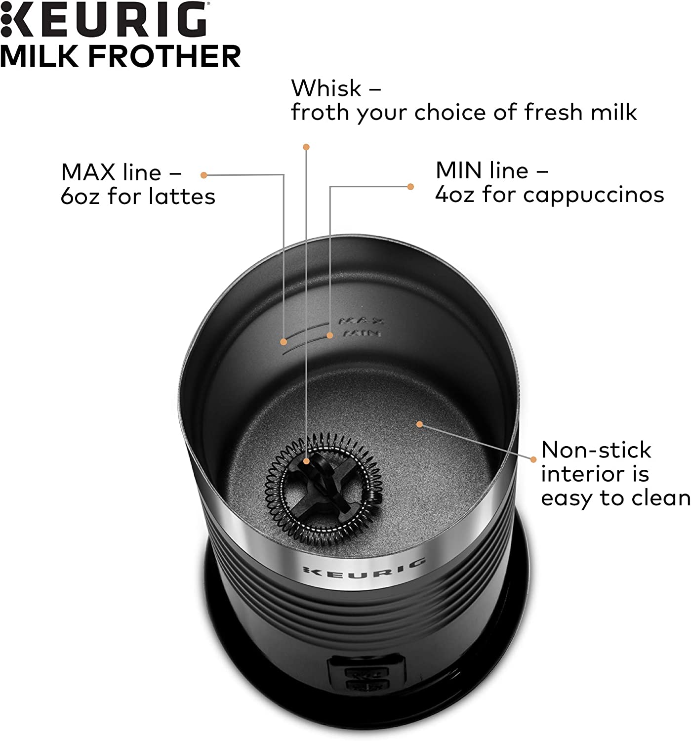 Keurig Standalone Frother Works Non-Dairy Milk, Hot and Cold Frothing, –  Easy Home Cares