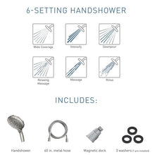 Load image into Gallery viewer, Engage Chrome Magnetix Six-Function 5.5-Inch Handheld Showerhead with Magnetic Docking System
